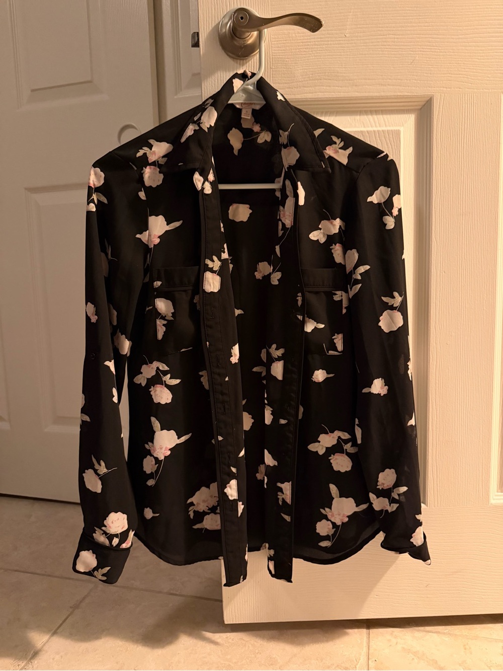 Black Floral Button-Up Shirt for Men